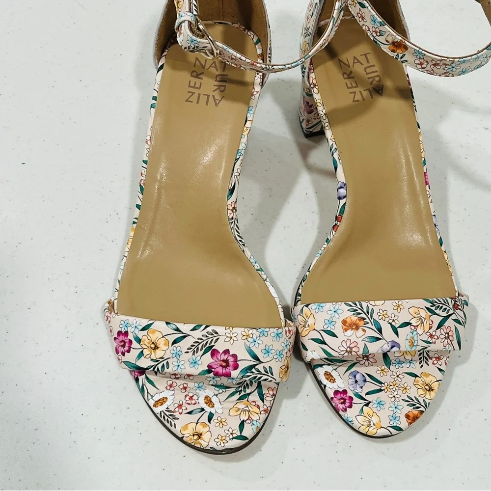 Naturalizer Women's Vera Heeled Sandal Floral Flower Print On Cream Nude 10W - Picture 4 of 6